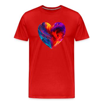 Cœur coloré avec feu - T-shirt bio Premium Homme - rouge - Devant - Damien (186cm)