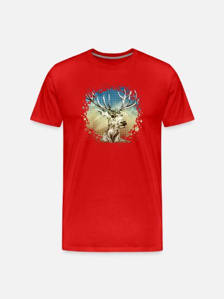 Hirsch - Männer Premium Bio T-Shirt - Rot