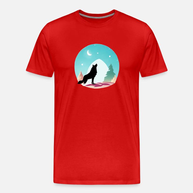 Wolf - Männer Premium Bio T-Shirt - Rot