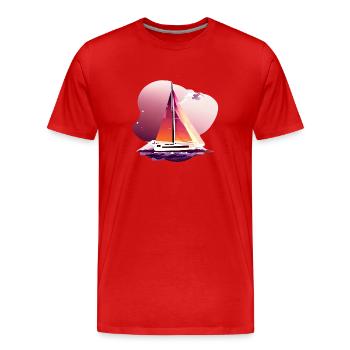 Sailing Sailing Sailing Sailing Sailing Boat - Men's Premium Organic T-Shirt - red - Front - Damien (186cm)