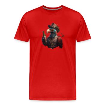 Perroquet avec flash de bière et chapeau. Amusant et cool - T-shirt bio Premium Homme - rouge - Devant - Damien (186cm)