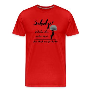 Hände vom Sack Soldat - Männer Premium Bio T-Shirt - Rot - Vorne - Damien (186cm)