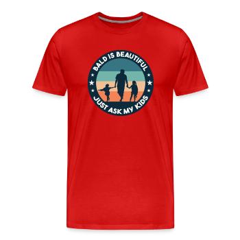 Kahl ist schön - Männer Premium Bio T-Shirt - Rot - Vorne - Damien (186cm)