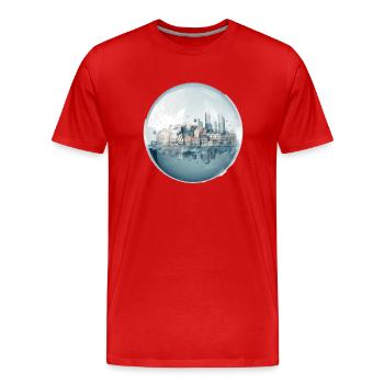 Ville dans la mer - Maisons dans une boule de verre - T-shirt bio Premium Homme - rouge - Devant - Damien (186cm)