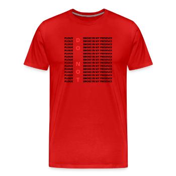 S’il vous plaît, ne fumez pas en ma présence - T-shirt bio Premium Homme - rouge - Devant - Damien (186cm)