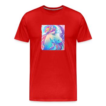 Einhorn Mädchen Fabeltier Einhörner Unicorn - Männer Premium Bio T-Shirt - Rot - Vorne - Damien (186cm)