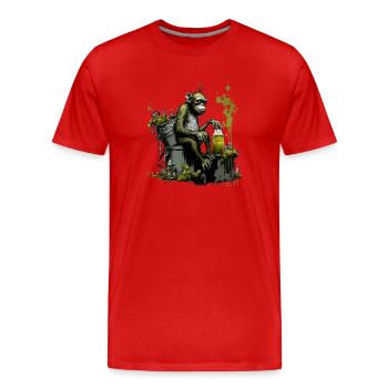 Schimpanse vor dem Braukessel, besonderer Braue - Männer Premium Bio T-Shirt - Rot - Vorne - Damien (186cm)