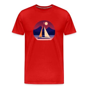 Sailing Sailing Ship Sailing Sailing Sailing Boat - Men's Premium Organic T-Shirt - red - Front - Damien (186cm)
