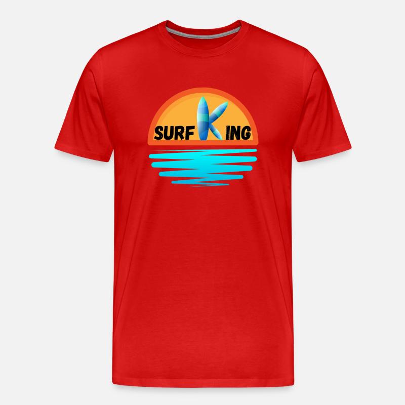 Surfender König - Männer Premium Bio T-Shirt - Rot