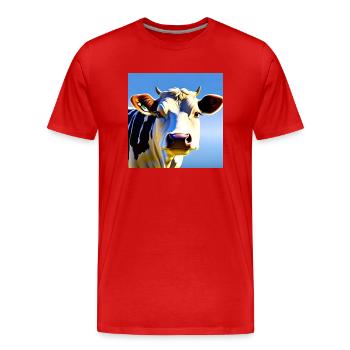 Vache avec des cornes - T-shirt bio Premium Homme - rouge - Devant - Damien (186cm)