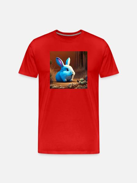 Cute Rabbit in the Cave - Men's Premium Organic T-Shirt - red