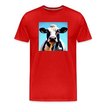 Schwarz-Weiß-Kuh - Männer Premium Bio T-Shirt - Rot - Vorne - Damien (186cm)