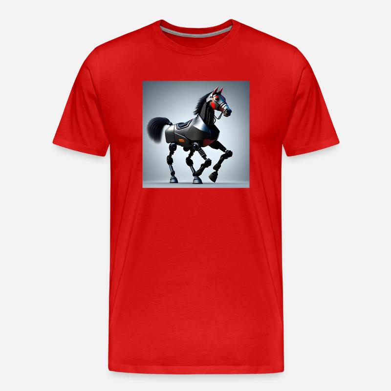 Roboterpferd Version 1 - Männer Premium Bio T-Shirt - Rot