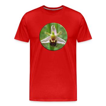 The bee orchid is a native orchid - Men's Premium Organic T-Shirt - red - Front - Damien (186cm)