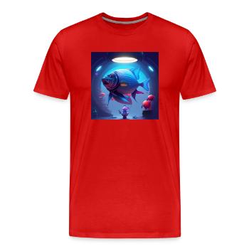 Poisson d avril - T-shirt bio Premium Homme - rouge - Devant - Damien (186cm)