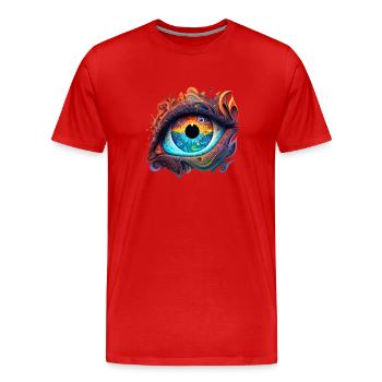 ŒIL TRIPPY - T-shirt bio Premium Homme - rouge - Devant - Damien (186cm)
