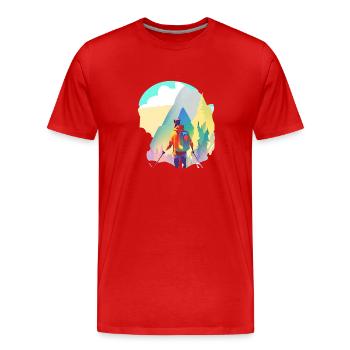 Wandern Bergwandern Bergwanderer Wanderung - Männer Premium Bio T-Shirt - Rot - Vorne - Damien (186cm)