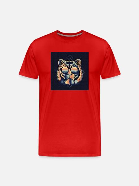 RETRO LÖWE Amo - Männer Premium Bio T-Shirt - Rot