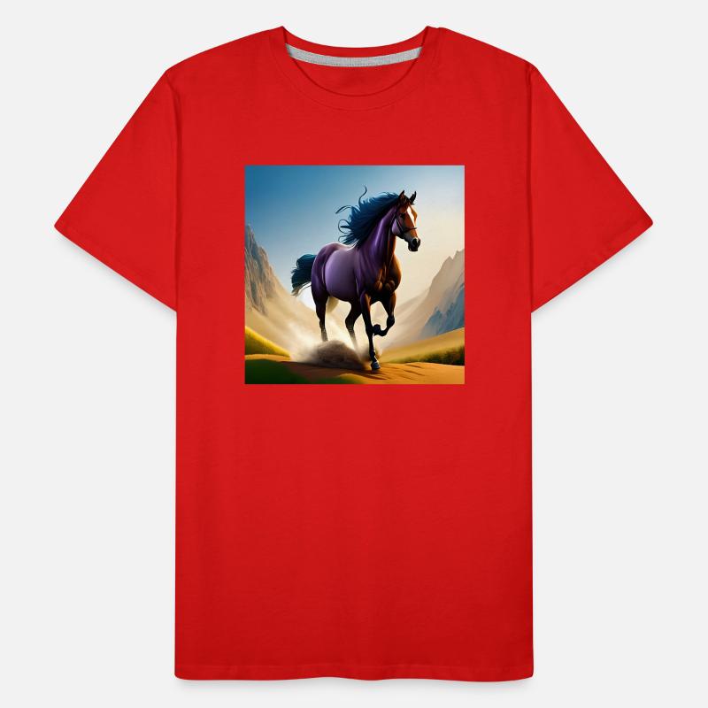 Cheval au galop dans le sable T-shirt bio Premium Homme
