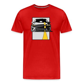 Voiture noire Yellow Stripe - T-shirt bio Premium Homme - rouge - Devant - Damien (186cm)