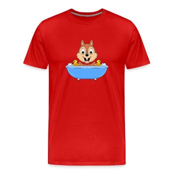 EICHHÖRNCHEN - BADEWANNE - TIER - TIERISCH - Männer Premium Bio T-Shirt - Rot - Vorne - Damien (186cm)