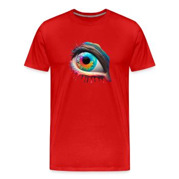 ŒIL TRIPPY - T-shirt bio Premium Homme - rouge - Devant - Damien (186cm)