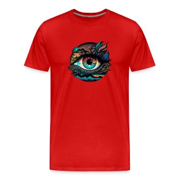 ŒIL TRIPPY - T-shirt bio Premium Homme - rouge - Devant - Damien (186cm)