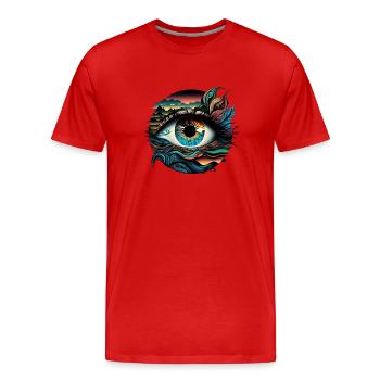 ŒIL TRIPPY - T-shirt bio Premium Homme - rouge - Devant - Damien (186cm)