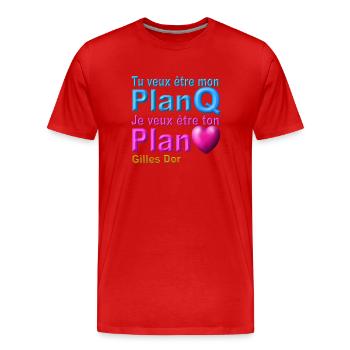 Je veux etre ton plan coeur disign - T-shirt bio Premium Homme - rouge - Devant - Damien (186cm)