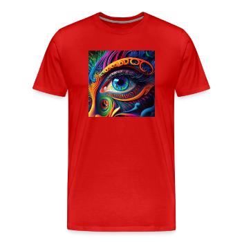 ŒIL TRIPPY - T-shirt bio Premium Homme - rouge - Devant - Damien (186cm)
