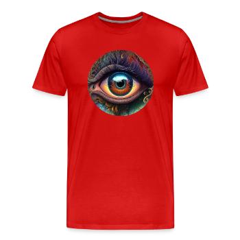 ŒIL TRIPPY - T-shirt bio Premium Homme - rouge - Devant - Damien (186cm)