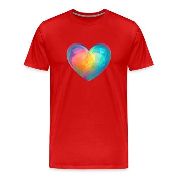 Fête des mères Fiançailles amoureuses Mariage Saint-Valentin - T-shirt bio Premium Homme - rouge - Devant - Damien (186cm)