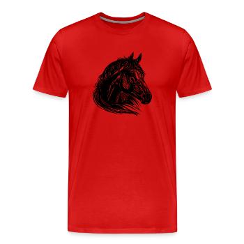 Juments Chevaux Portrait avec une crinière d’une beauté fantastique - T-shirt bio Premium Homme - rouge - Devant - Damien (186cm)
