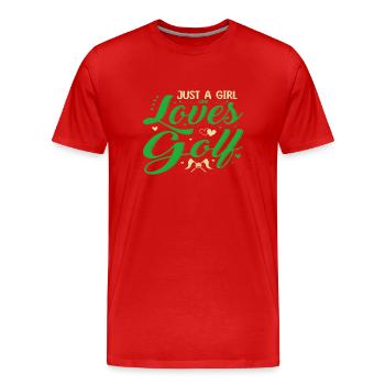 Juste une fille qui aime le golf - T-shirt bio Premium Homme - rouge - Devant - Damien (186cm)