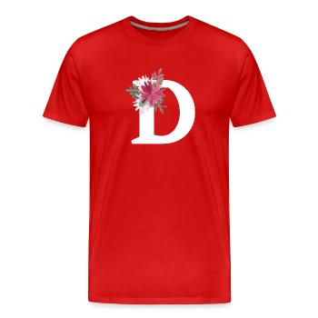 Lettre d floral - T-shirt bio Premium Homme - rouge - Devant - Damien (186cm)