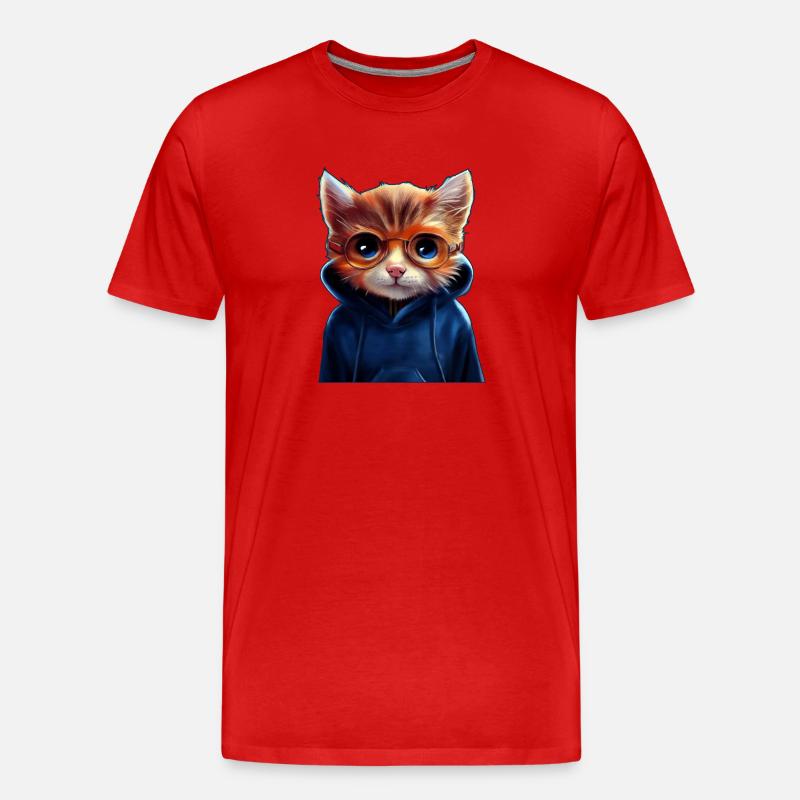 Süße Katze mit Pullover - Männer Premium Bio T-Shirt - Rot