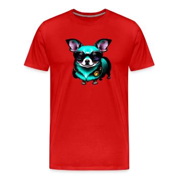 Chihuahua futuristic neon - Men's Premium Organic T-Shirt - red - Front - Damien (186cm)