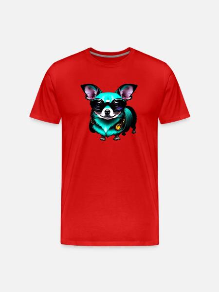 Chihuahua futuristic neon - Men's Premium Organic T-Shirt - red