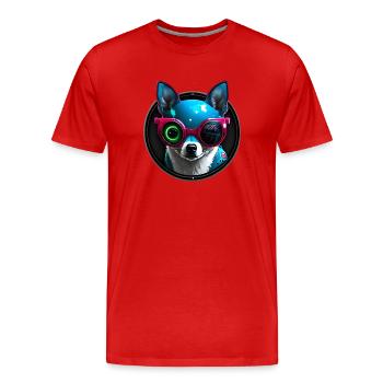 Chihuahua futuristic neon - Men's Premium Organic T-Shirt - red - Front - Damien (186cm)