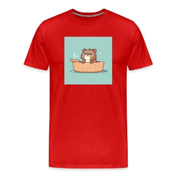 Castor mignon dans la baignoire - T-shirt bio Premium Homme - rouge - Devant - Damien (186cm)