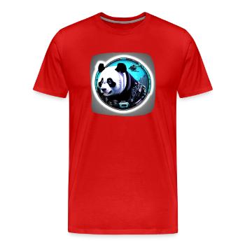 Futuristic Space Panda - Men's Premium Organic T-Shirt - red - Front - Damien (186cm)