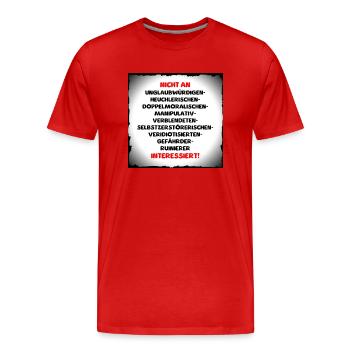 vermeide schlechtes - Männer Premium Bio T-Shirt - Rot - Vorne - Damien (186cm)