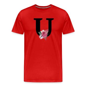 Floral letter - Men's Premium Organic T-Shirt - red - Front - Damien (186cm)