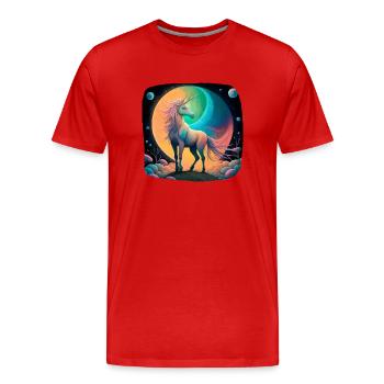 Licorne fantastique mystique - T-shirt bio Premium Homme - rouge - Devant - Damien (186cm)