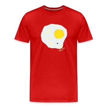 ŒUF FRIT contre mouche - T-shirt bio Premium Homme - rouge - Devant - Damien (186cm)