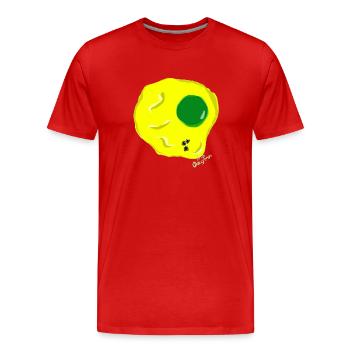 FRIED EGG Green yellow, Martina v.tresmoscas - Men's Premium Organic T-Shirt - red - Front - Damien (186cm)