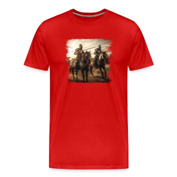 Les chevaliers montrent leurs compétences au combat - T-shirt bio Premium Homme - rouge - Devant - Damien (186cm)