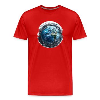Plus de place pour les poissons dans les océans - T-shirt bio Premium Homme - rouge - Devant - Damien (186cm)