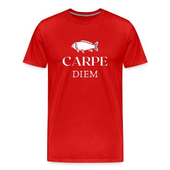 Imprimé "Carpe Diem" - Profitez de l'instant - T-shirt bio Premium Homme - rouge - Devant - Damien (186cm)