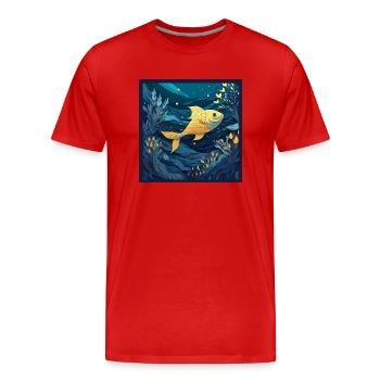 Schöner Fisch im Paper Art Style im Korallenriff - Männer Premium Bio T-Shirt - Rot - Vorne - Damien (186cm)
